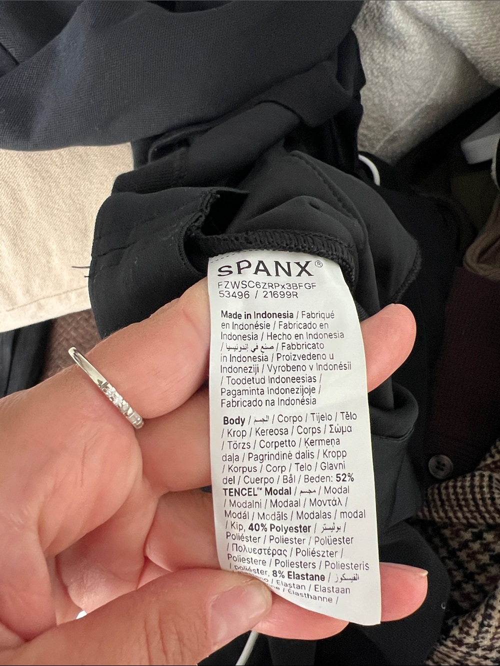 SPANX Airpique Black Long-Sleeve Jumpsuit with White Piping Large - Picture 7 of 7